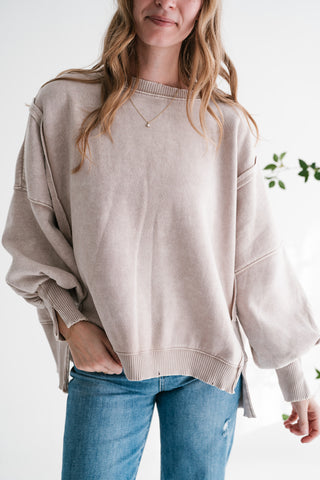 Softstone Balloon Sleeve Relaxed Crewneck