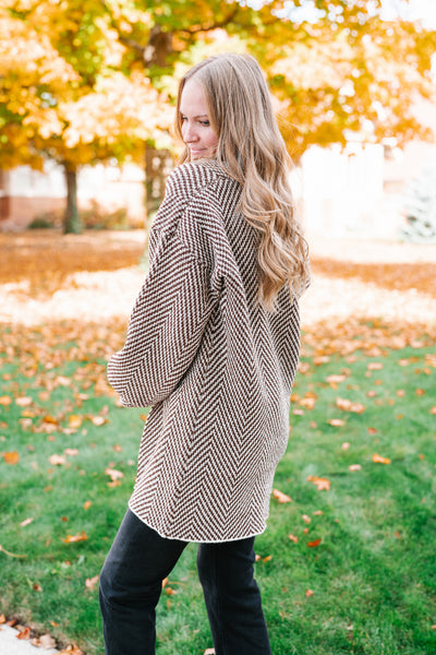 The Moment Striped Cardigan - Mocha