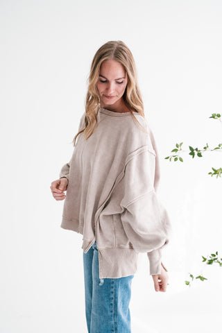 Softstone Balloon Sleeve Relaxed Crewneck