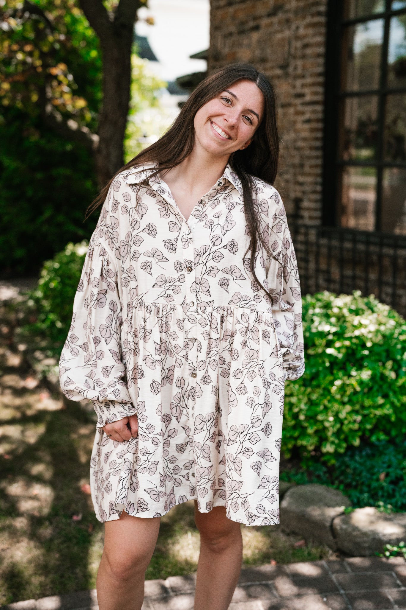 Good Grace Floral Button Up Tunic