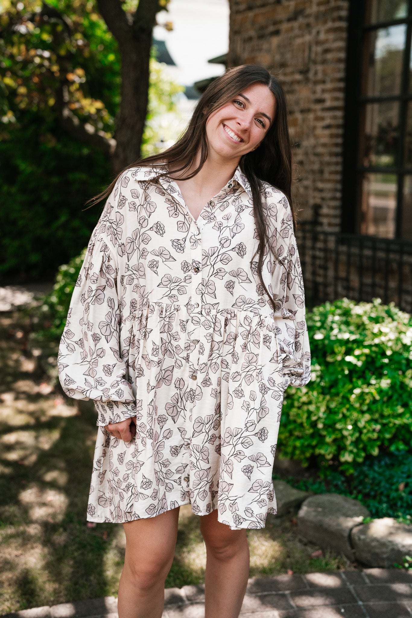 Good Grace Floral Button Up Tunic