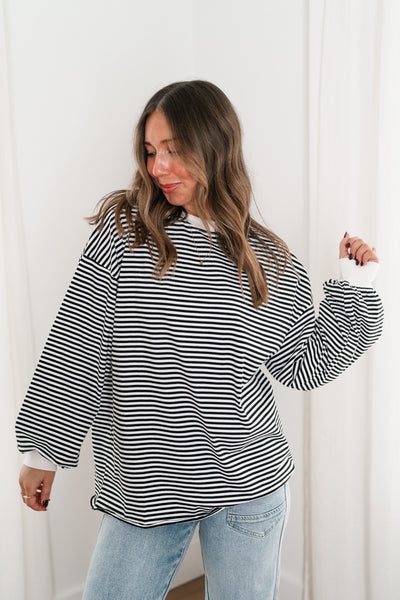 Fine Line Relaxed Striped Everyday Top