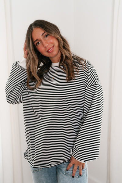 Fine Line Relaxed Striped Everyday Top