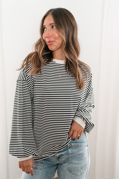 Fine Line Relaxed Striped Everyday Top