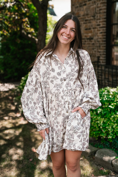 Good Grace Floral Button Up Tunic