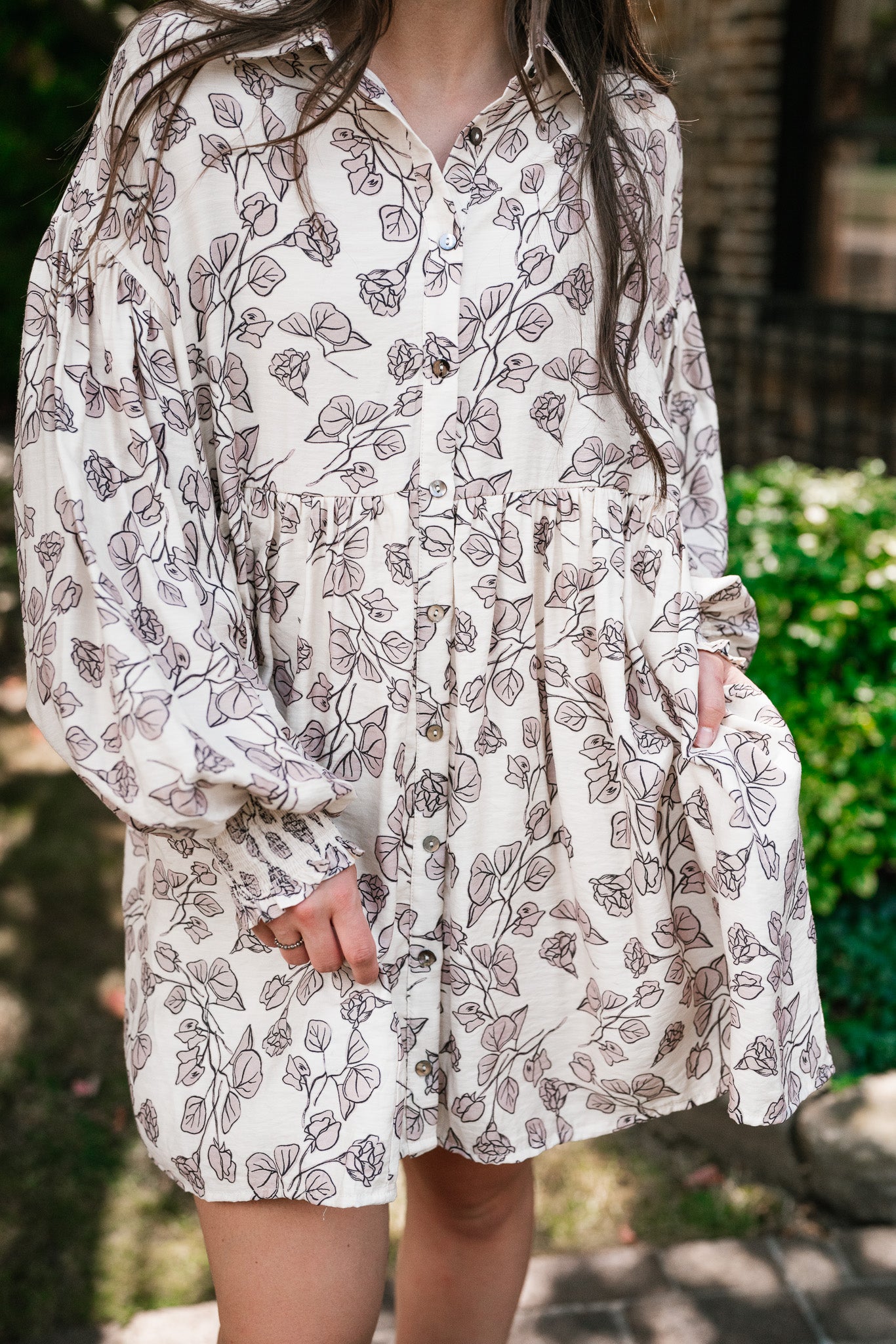 Good Grace Floral Button Up Tunic