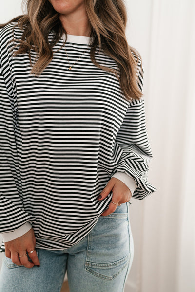 Fine Line Relaxed Striped Everyday Top