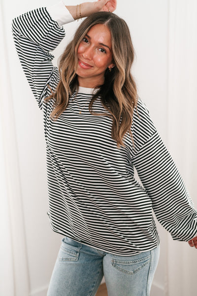 Fine Line Relaxed Striped Everyday Top