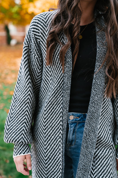 The Moment Striped Cardigan - Black