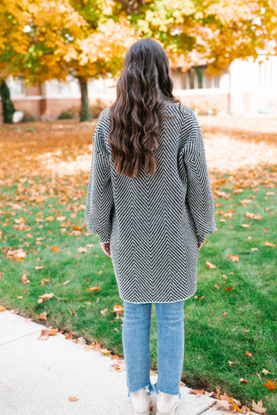 The Moment Striped Cardigan - Black