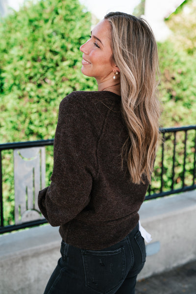 Coffee Break Henley Button Front Knit Sweater