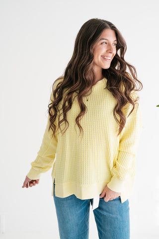 Daily Waffle Knit Oversized Top - Lemon Drop