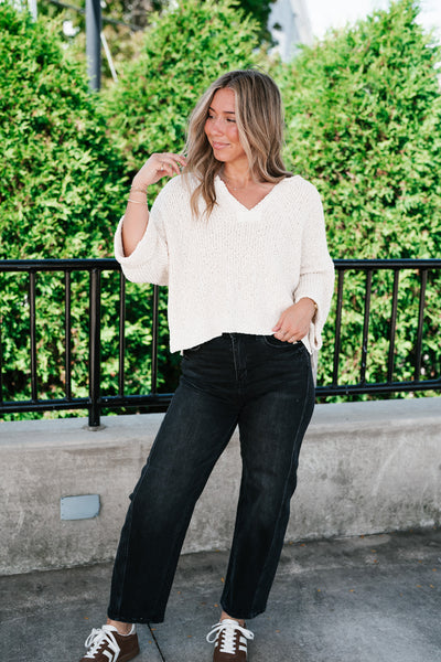 Autumn Glow Quarter Sleeve Sweater - Beige