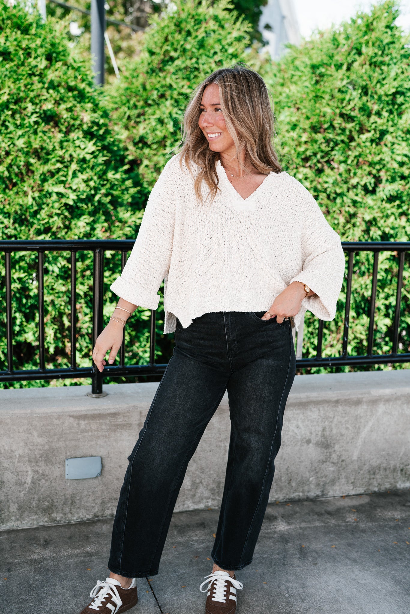 Autumn Glow Quarter Sleeve Sweater - Beige