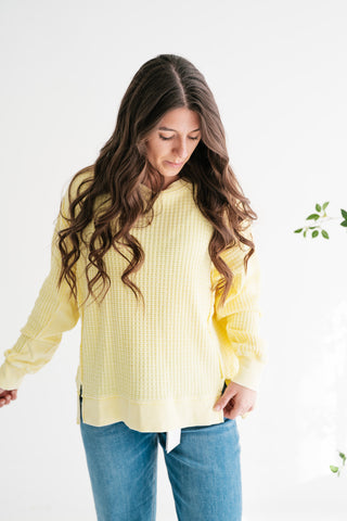 Daily Waffle Knit Oversized Top - Lemon Drop