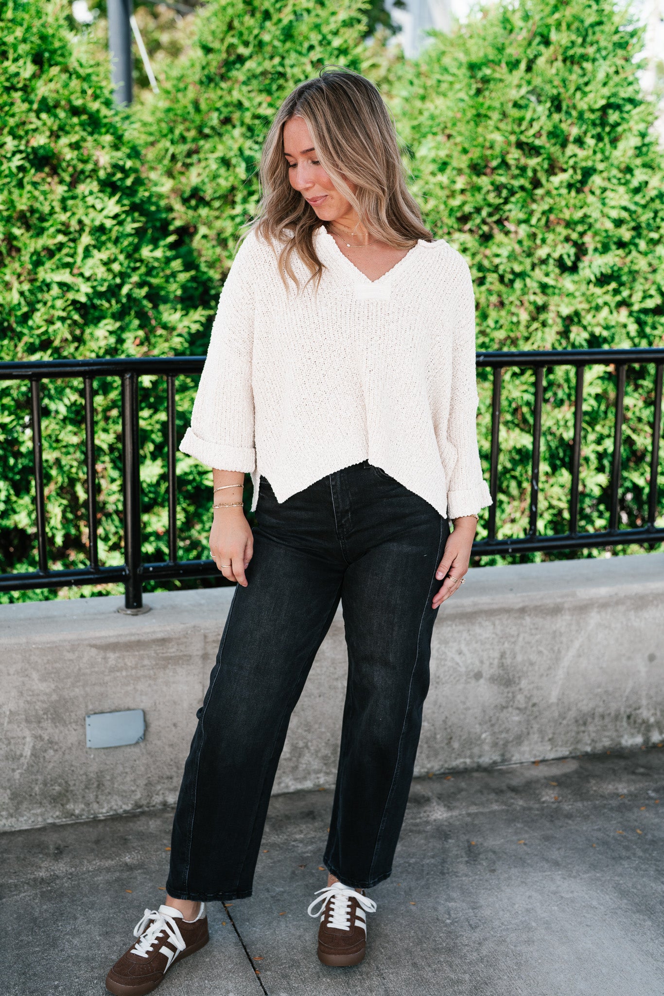 Autumn Glow Quarter Sleeve Sweater - Beige