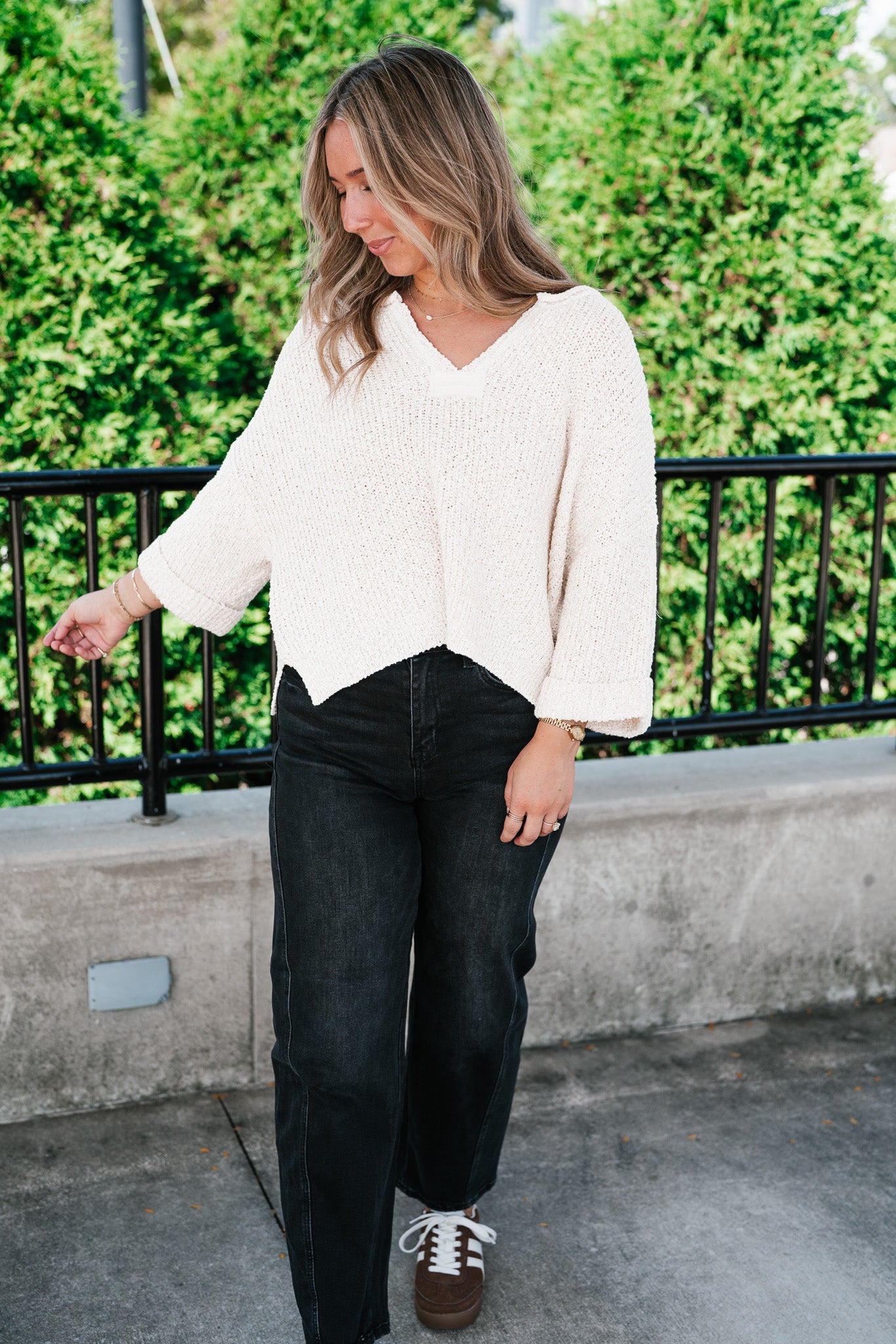 Autumn Glow Quarter Sleeve Sweater - Beige