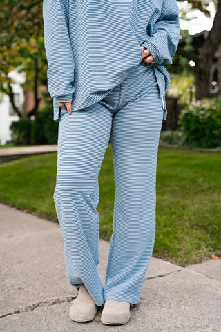 Skyler Oversized Striped Pants - Dusty Blue