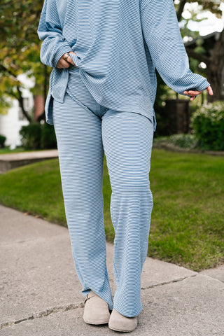 Skyler Oversized Striped Pants - Dusty Blue