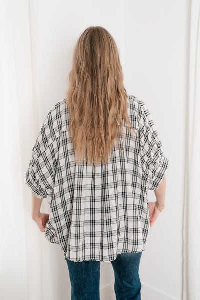 All Day Style Plaid Dolman Sleeve Top