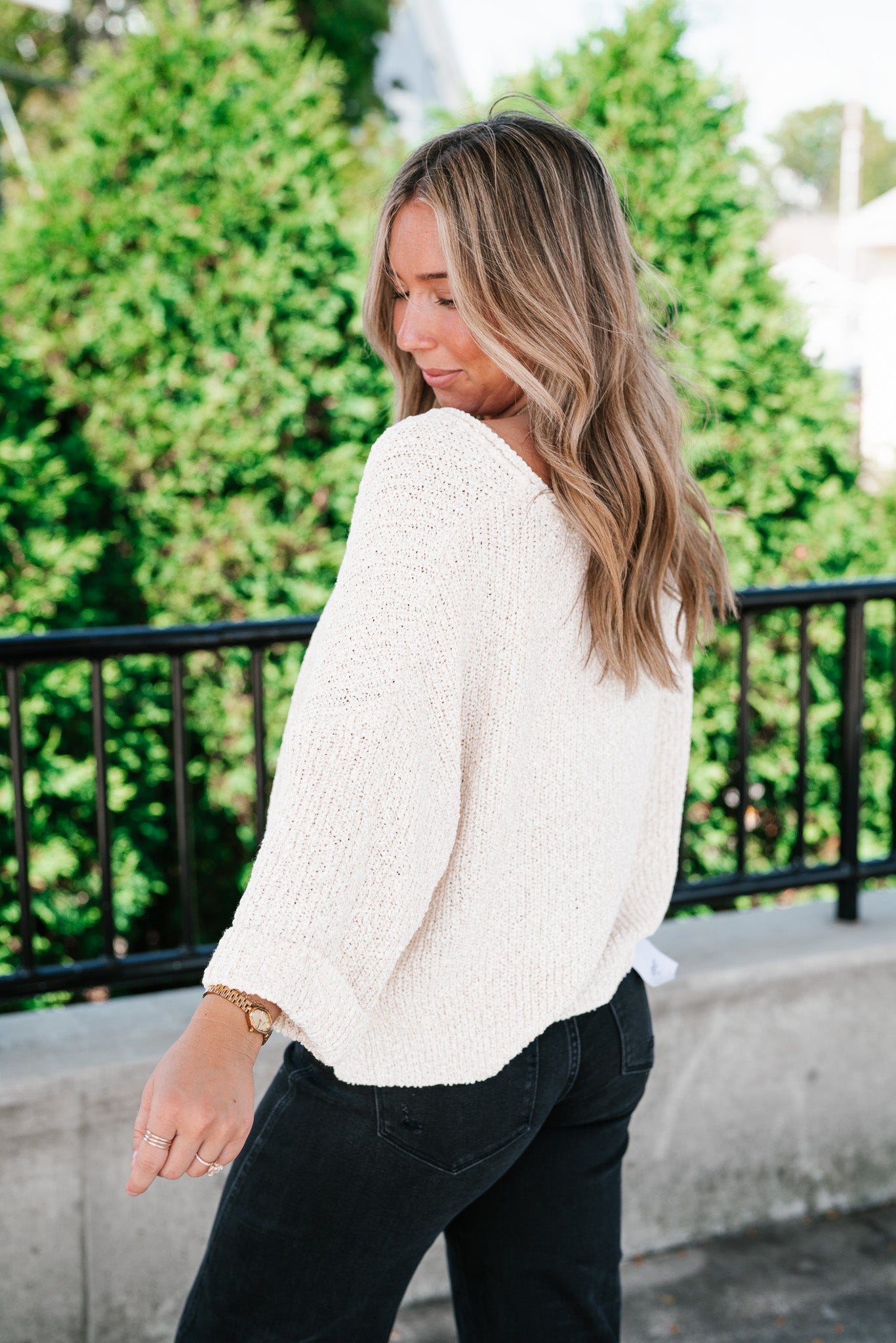 Autumn Glow Quarter Sleeve Sweater - Beige
