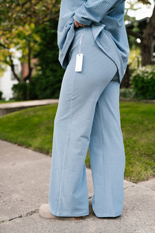 Skyler Oversized Striped Pants - Dusty Blue