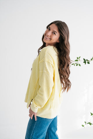 Daily Waffle Knit Oversized Top - Lemon Drop