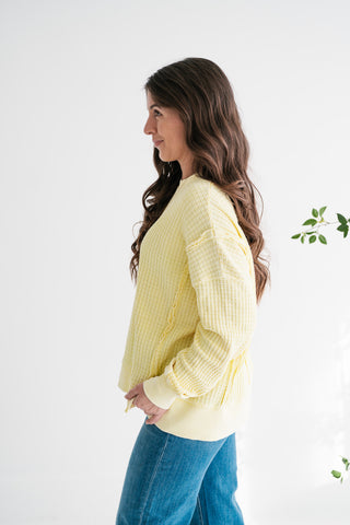 Daily Waffle Knit Oversized Top - Lemon Drop