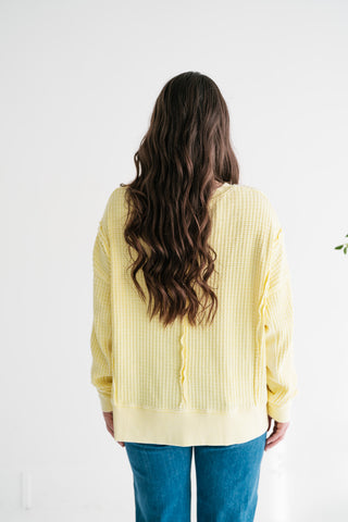 Daily Waffle Knit Oversized Top - Lemon Drop