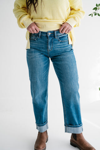 Vervet Blair Barrel Leg Medium Wash Denim Jeans