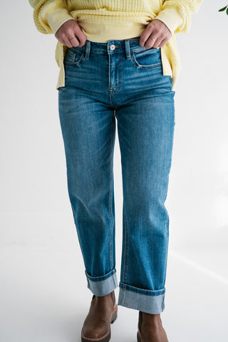Vervet Blair Barrel Leg Medium Wash Denim Jeans