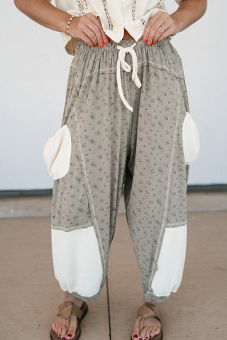 Always the Easy Choice Floral Balloon Pant - Olive