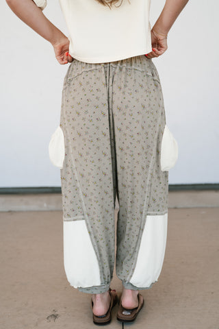 Always the Easy Choice Floral Balloon Pant - Olive