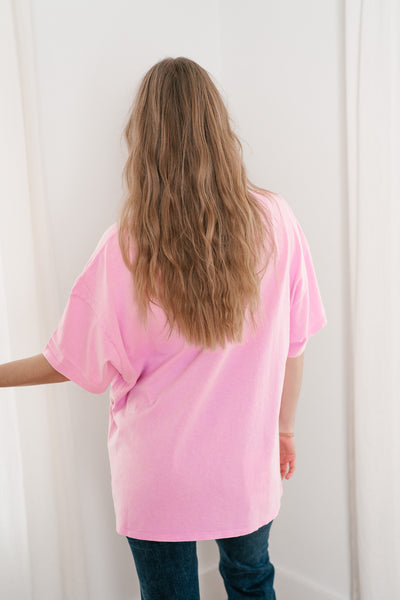 Lounge Around Mineral Wash Oversized Tee - Bubble Gum