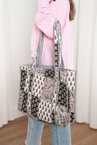 Neutral Dreams Patchwork Tote Bag - Brown