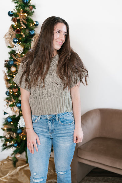 Knit Together Sweater Top - Olive