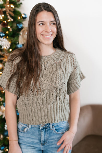 Knit Together Sweater Top - Olive