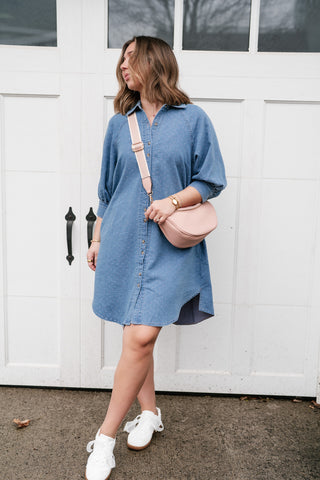 Stillwater Polka Dot Denim Shirt Dress