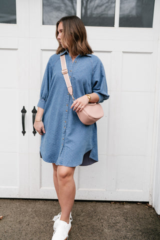 Stillwater Polka Dot Denim Shirt Dress