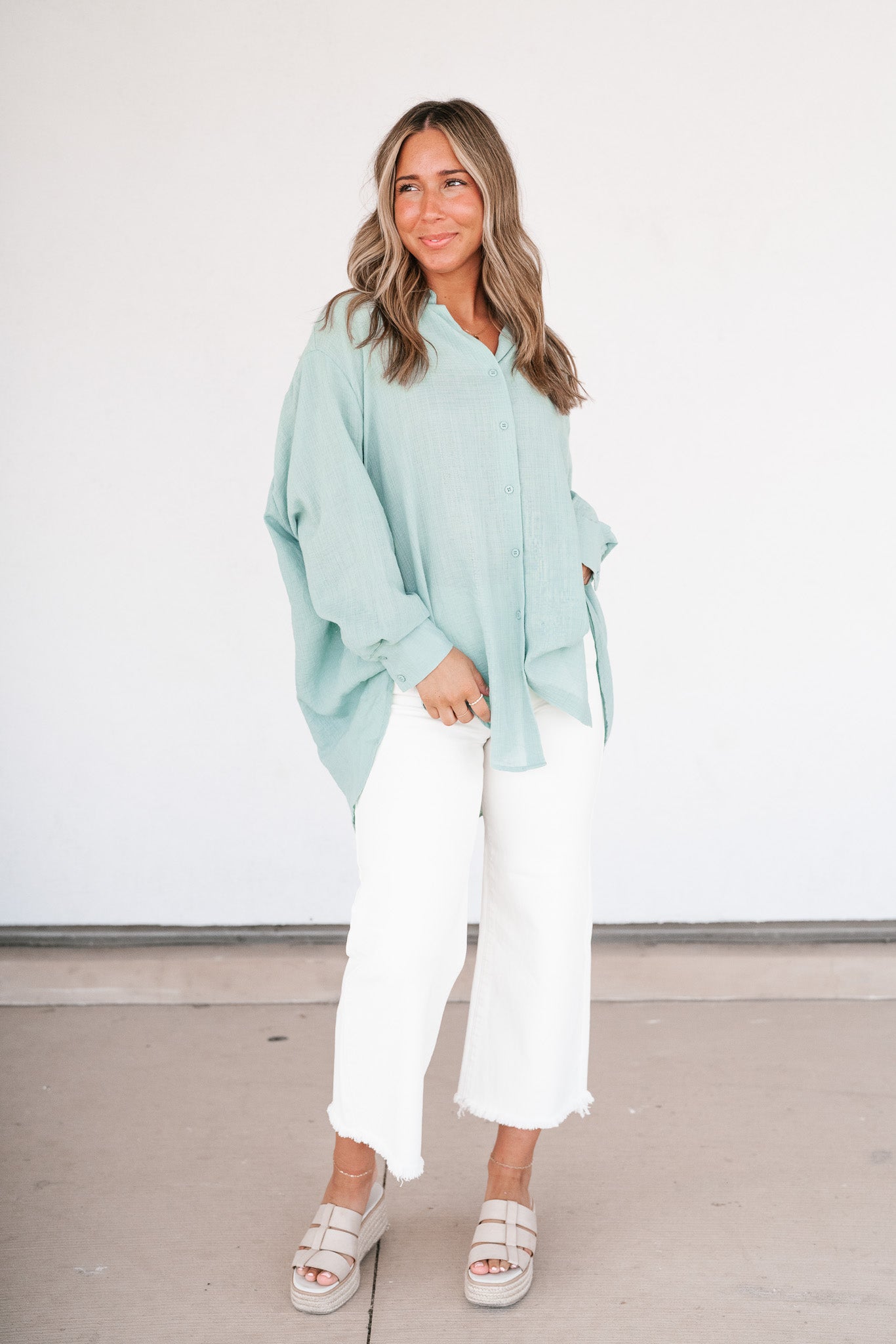 Lela Button Down - Mint