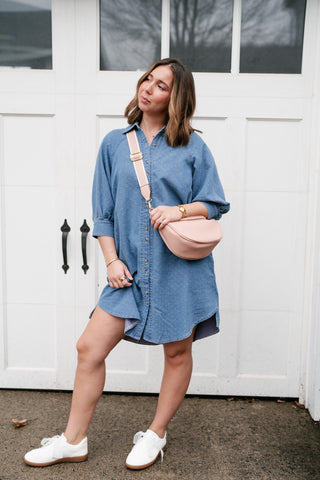 Stillwater Polka Dot Denim Shirt Dress
