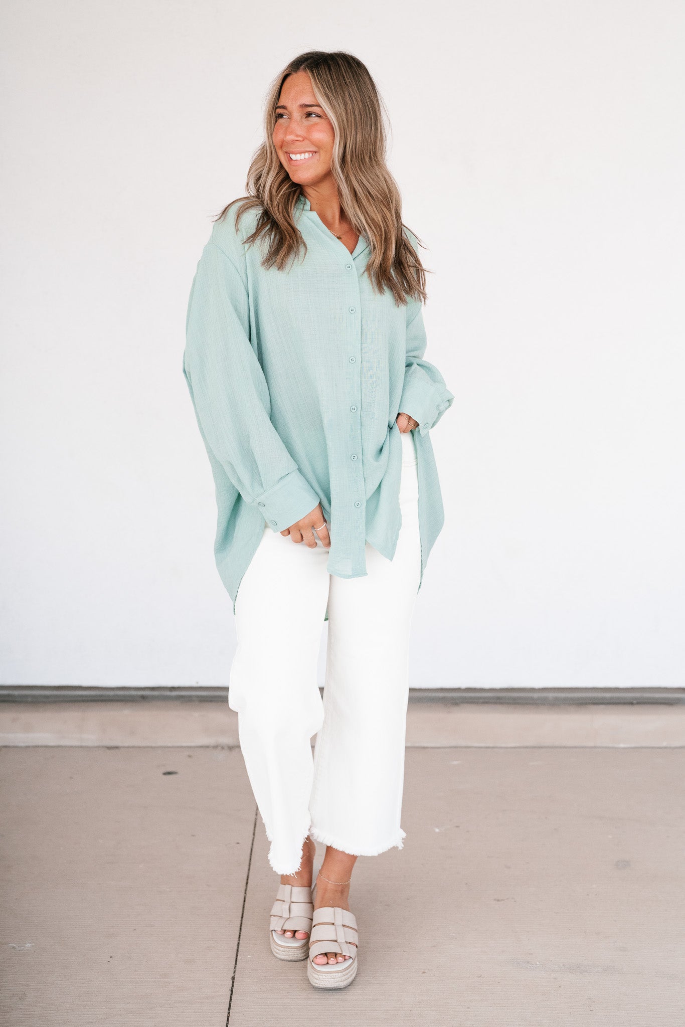 Lela Button Down - Mint