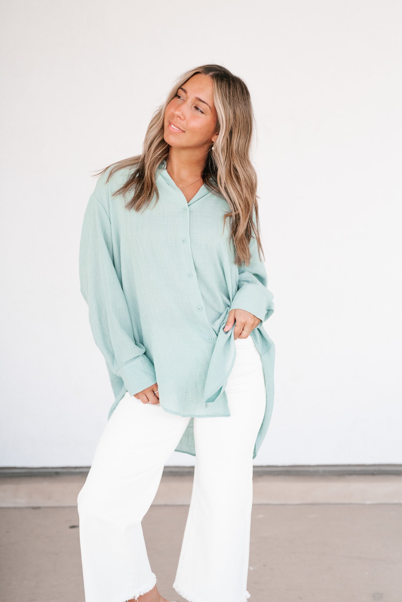 Lela Button Down - Mint