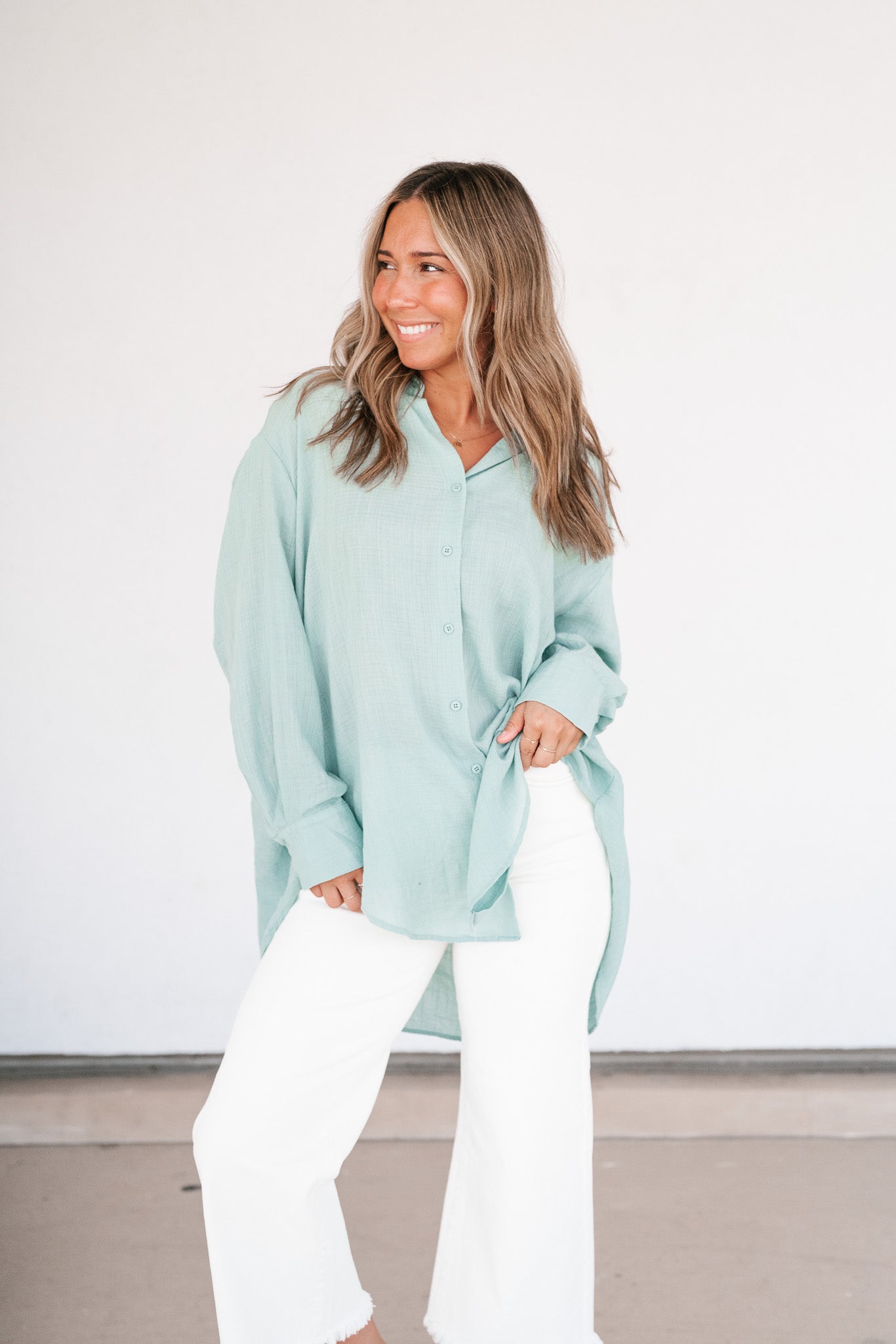 Lela Button Down - Mint