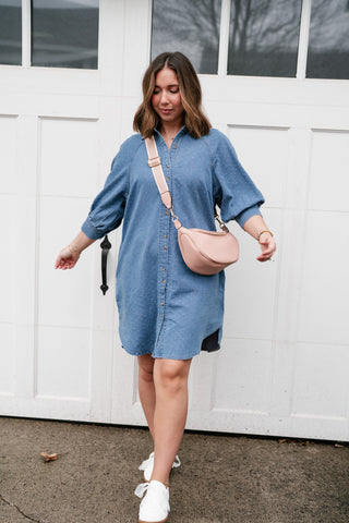 Stillwater Polka Dot Denim Shirt Dress