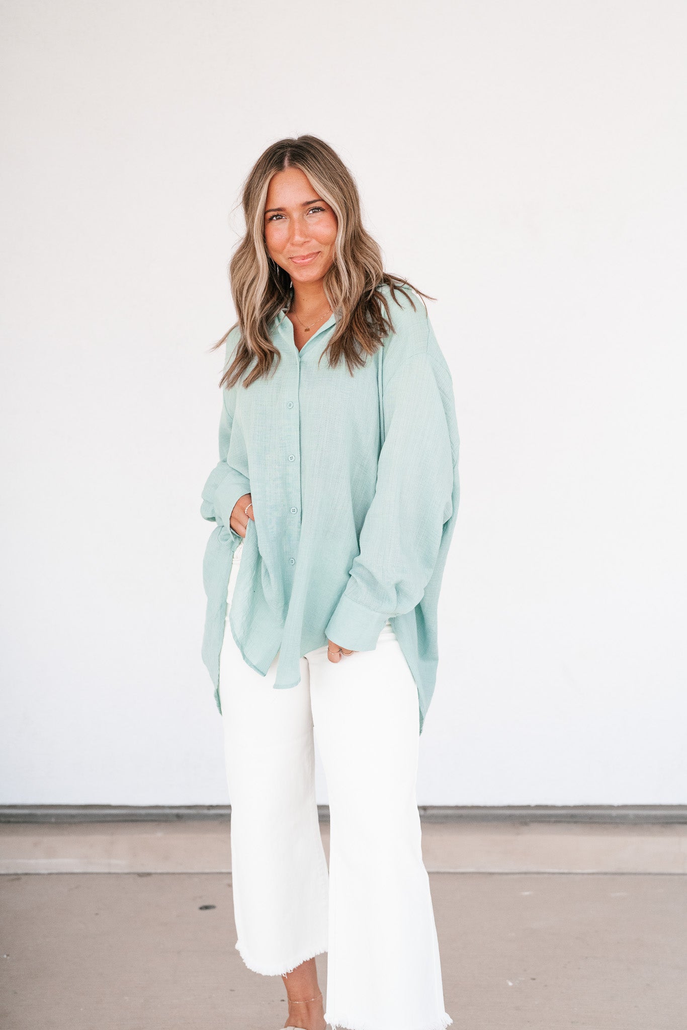 Lela Button Down - Mint