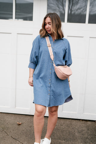 Stillwater Polka Dot Denim Shirt Dress