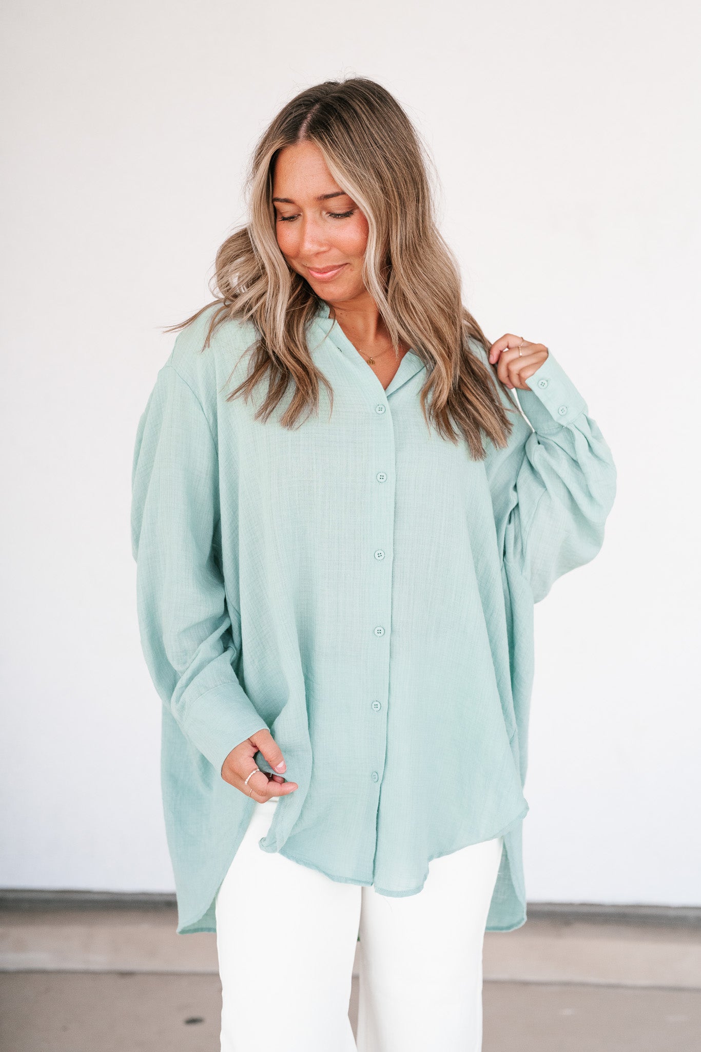 Lela Button Down - Mint