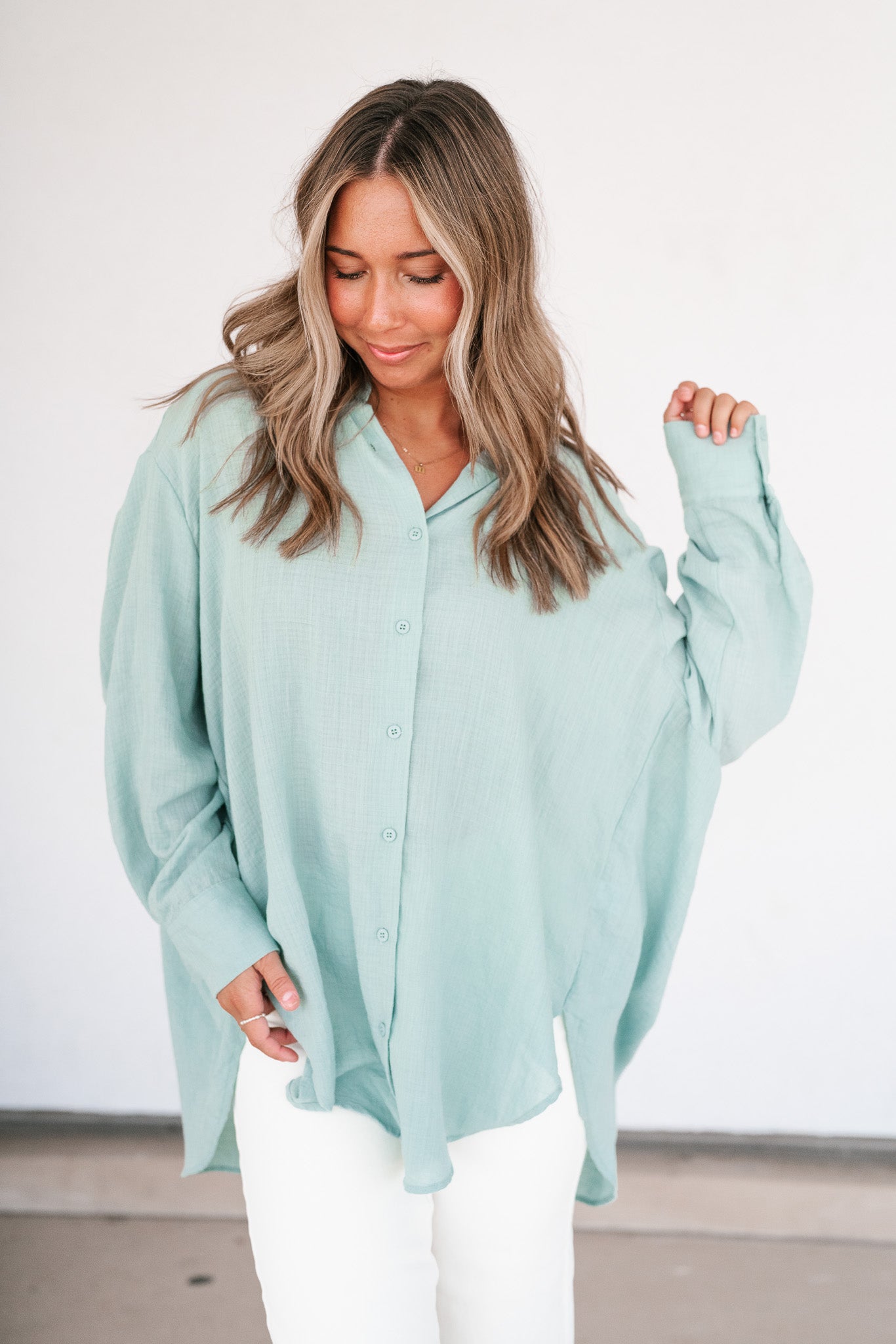 Lela Button Down - Mint