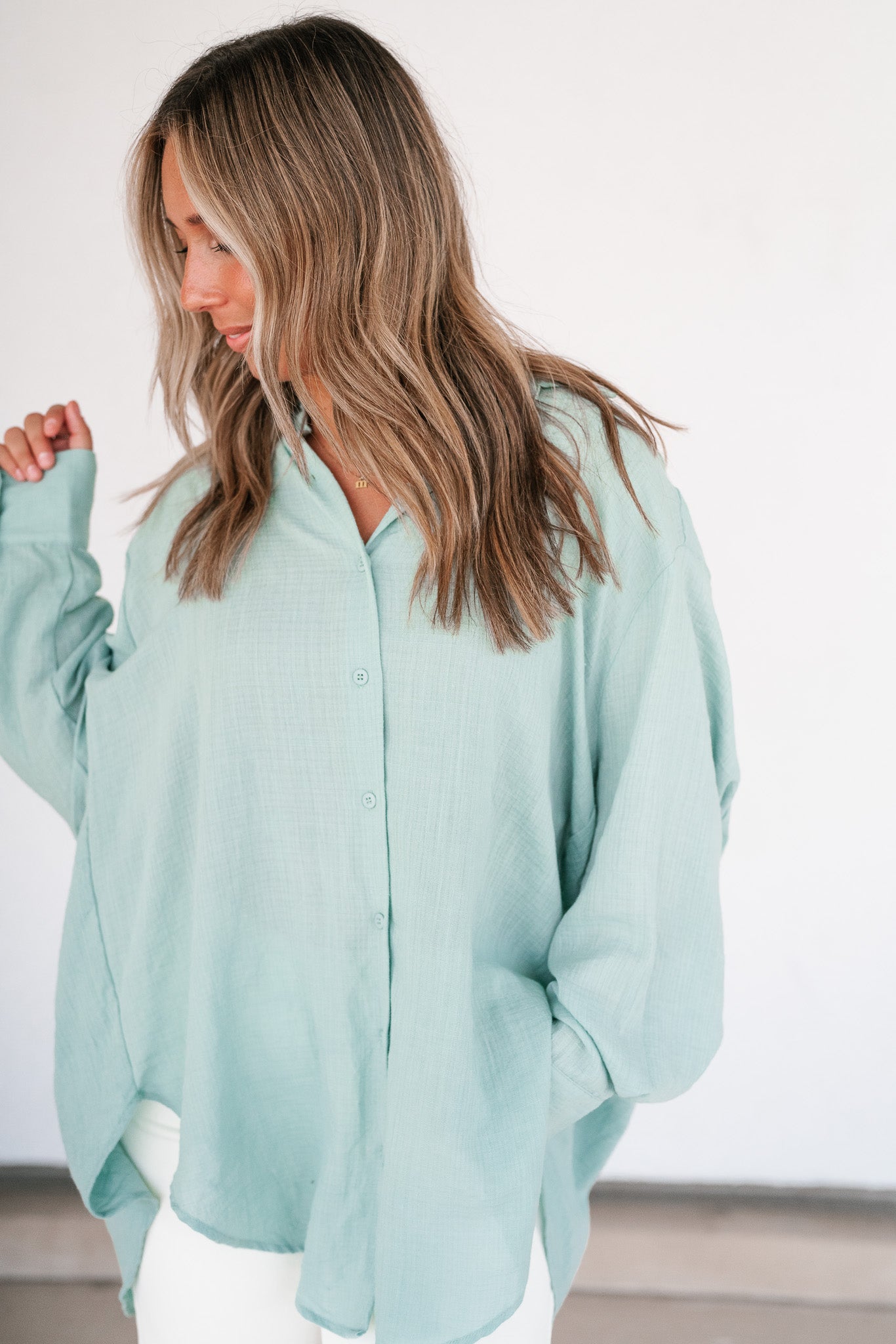 Lela Button Down - Mint